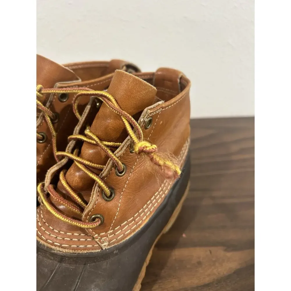 LL Bean Boots 6 Inch Original Men's Size 9M Made In USA Tan Brown Gum Leather